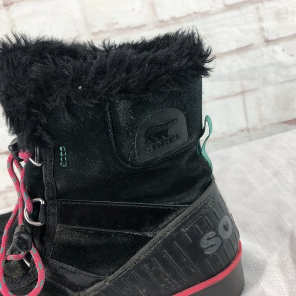 Sorel Girls Womens 5 Tivoli II Black Faux Fur Insulated Wedge Winter Boots - Picture 3 of 9